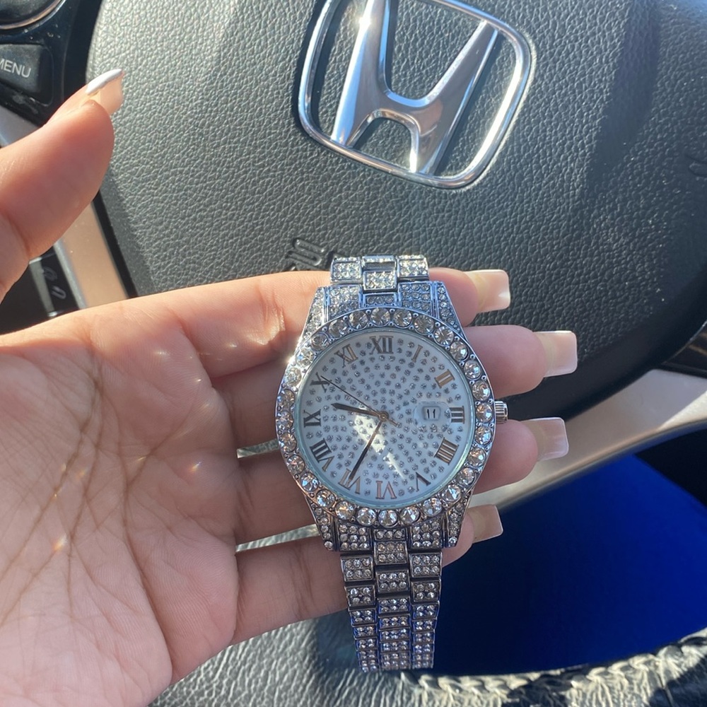 Silver Diamond Watch